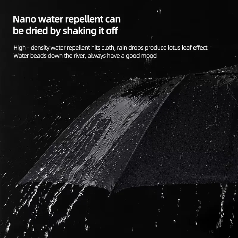 High-End Automatic Retro Solid Wood Handle Golf Umbrella Large Long Straight Pole with Nylon for Business Gifts