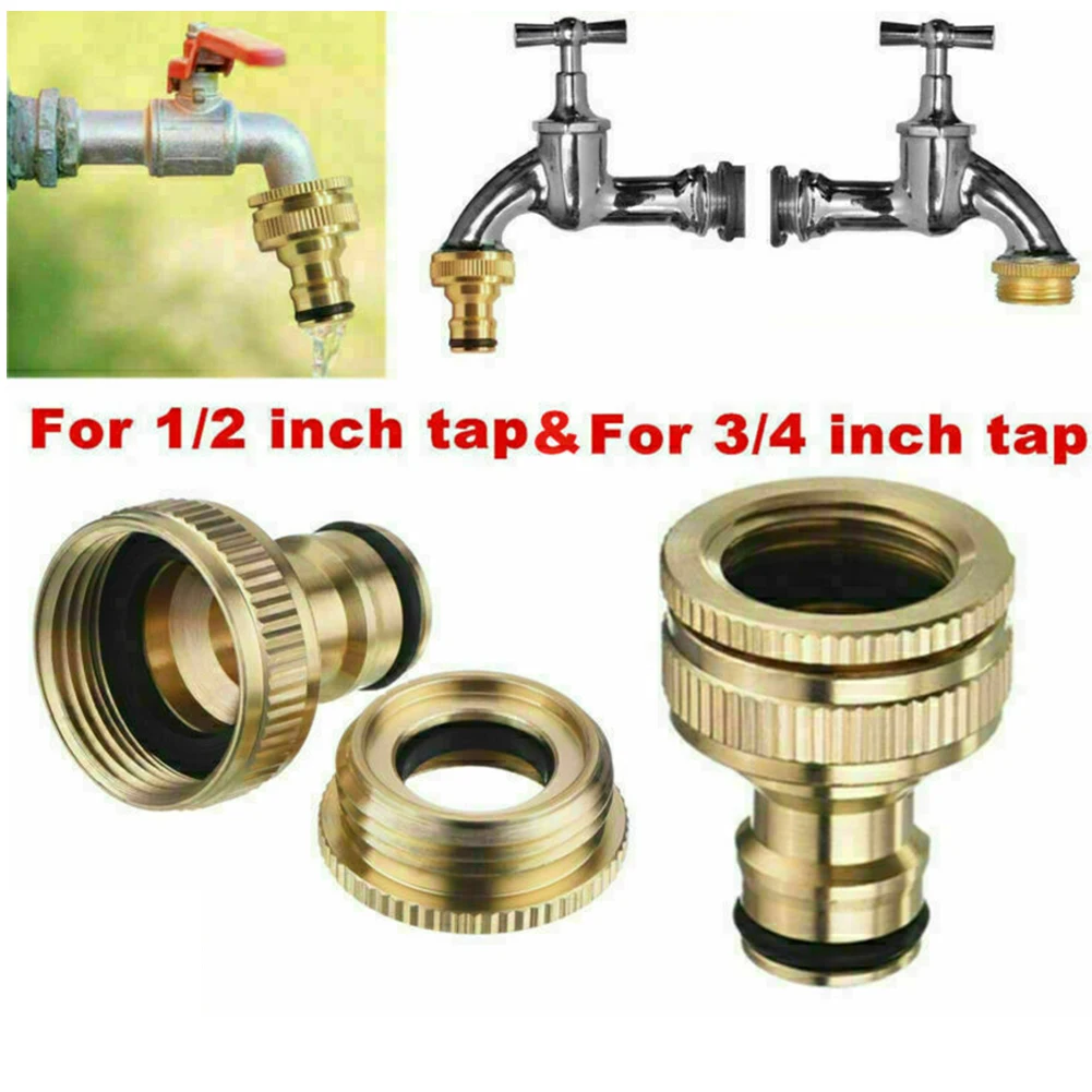 

2PCS Faucet Tap Adaptor Pressure Washer Mixer Hose Quick Connecter 3/4 Inch 1/2 Inch Water Pipe Connector Garden Faucet Tool
