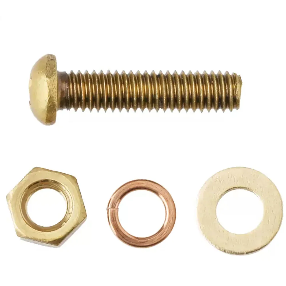 1-10pc Brass Phillips Cross Round Head Bolt 4 In1 Copper Machine Screw Nut Flat Washer Elastic Washer Combination Set M3M4M5M6M8