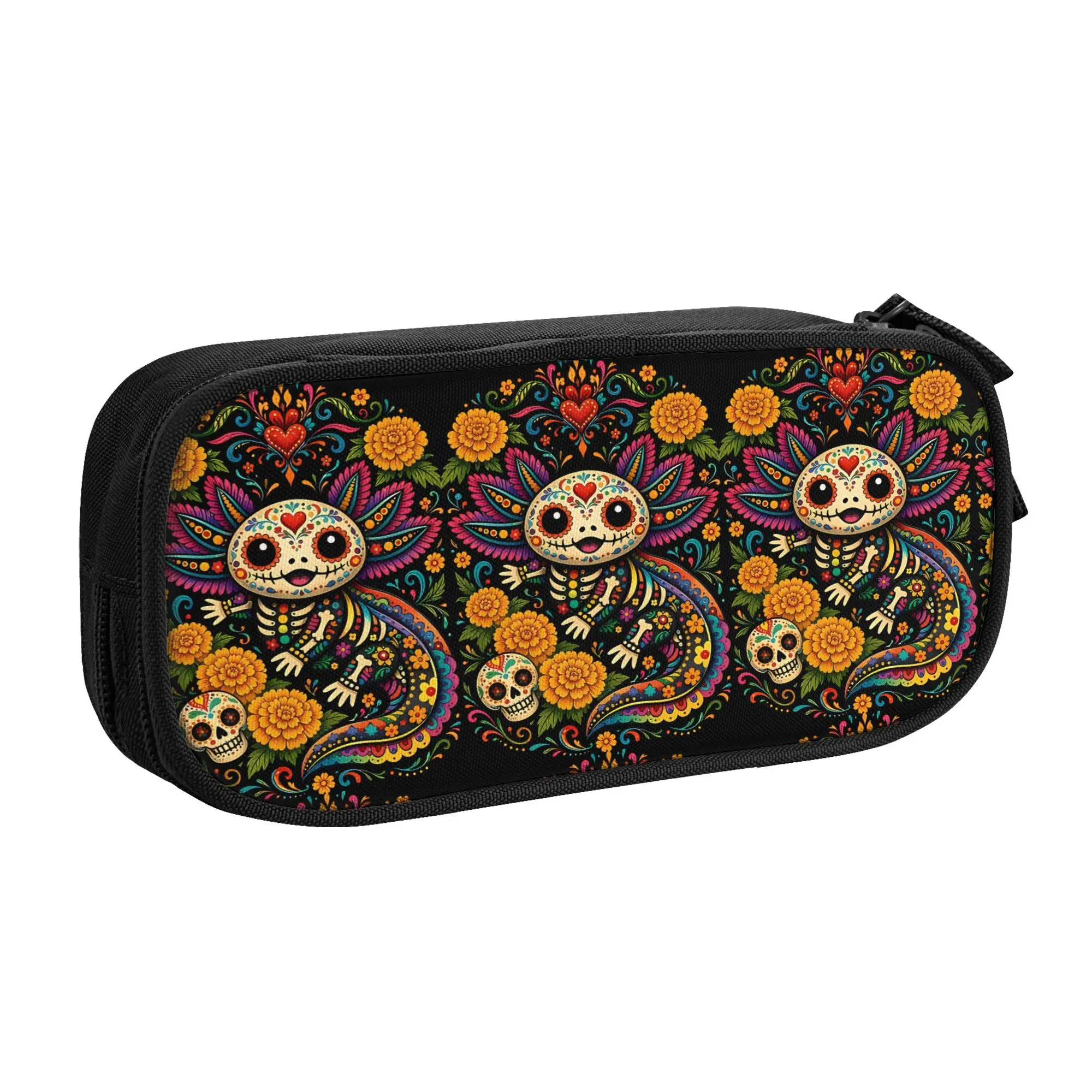 1 piece Lightweight Cute Axolotl Calaverita Alebrije Pencil Case Girls Pen Bag Axolotls School Pencil Pouch