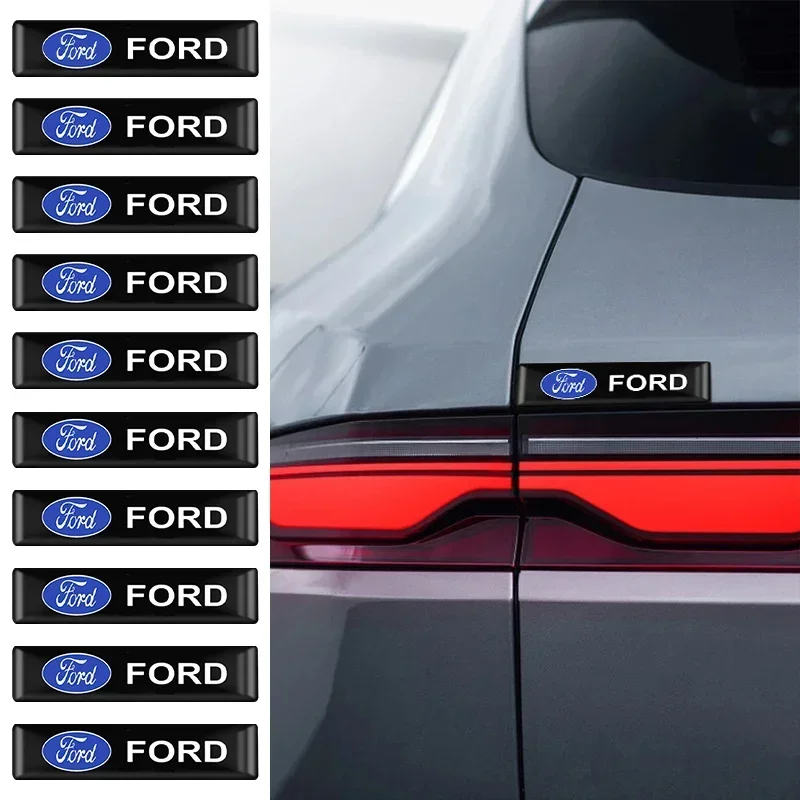 

10Pcs Car Styling 3D Epoxy Vinyl Stickers Decals For Ford Fiesta C-Max Kuga Ranger Raptor KA Fusion ST Transit Edge Accessories