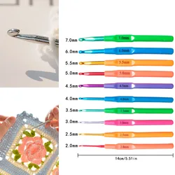 Multicolor Crochet Hooks 2-7mm Plastic Handle Aluminum Knitting Needle Yarn Sweater Weave Sewing Craft Tools Weaving Kit