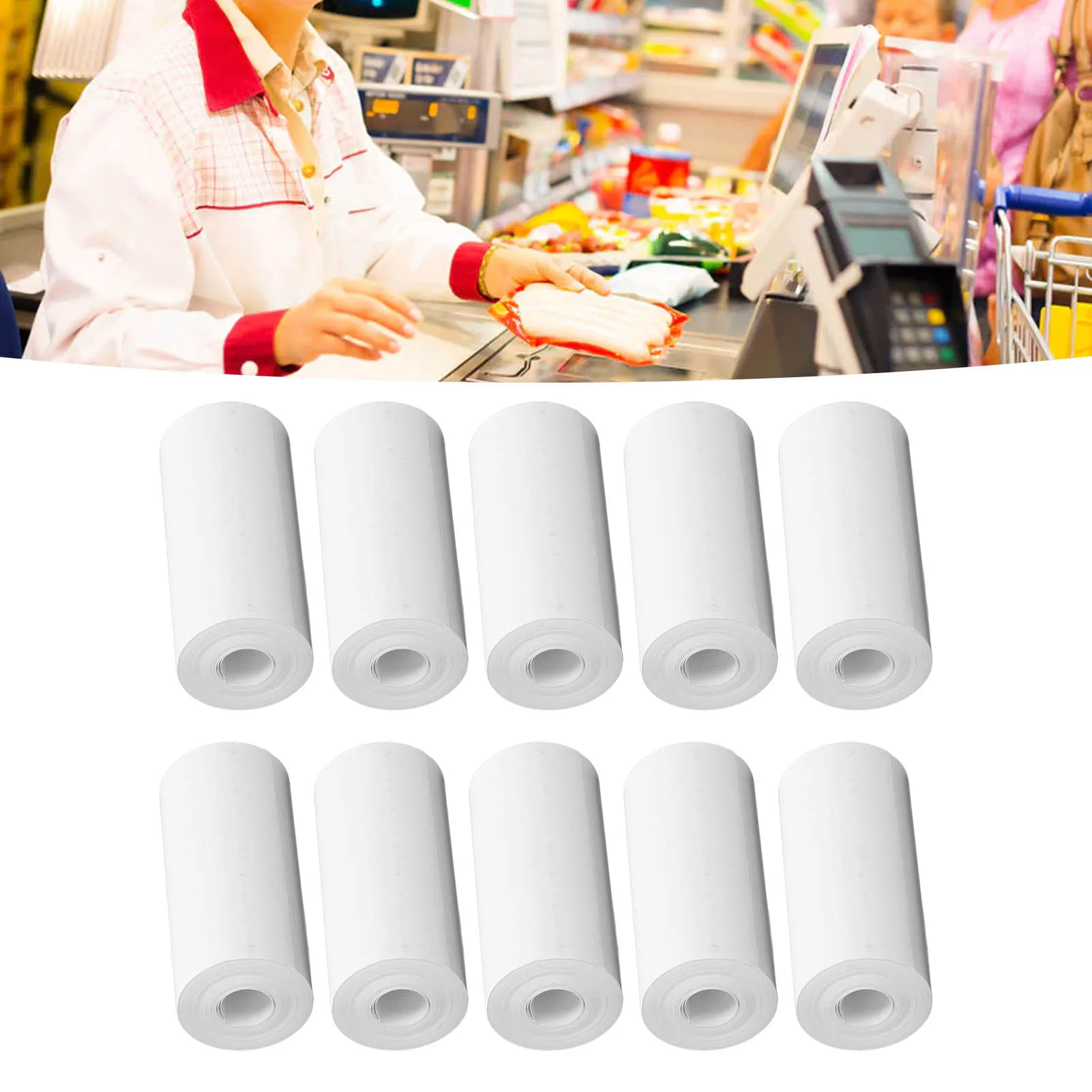 【تخفيضات سريعة】10 لفات من ورق الطباعة الحراري المحمول بدون قلب عالي الدقة مجموعة ورق الطباعة الحراري لفة ورق الإيصالات الحرارية
