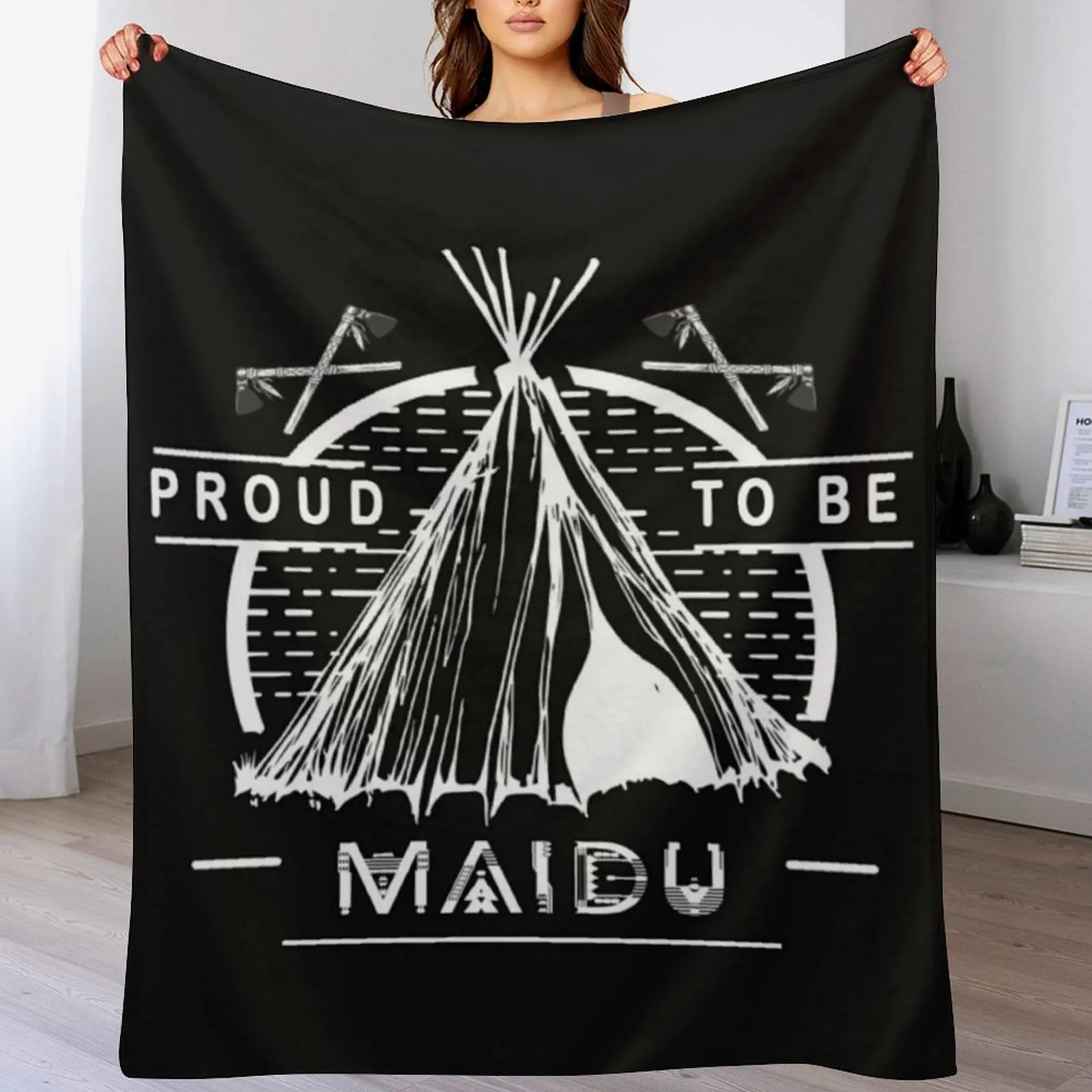 Native American - Proud To Be Maidu Throw Blanket Lightweight Warm Blanket for Indoor Outdoor Use