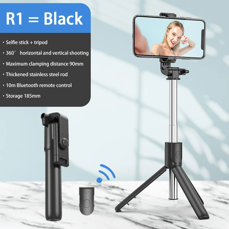 Selfie Stick Tripod Bluetooth Remote with Detachable 360° Rotation Extendable Pole Fill Light Option For iPhone Android Phone
