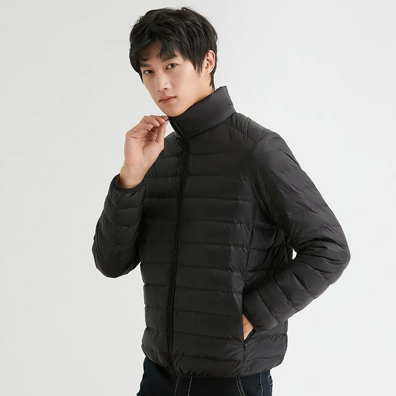 New arrivals Mens high quality lightweight down jacket with stand collar Casual down jacket tops