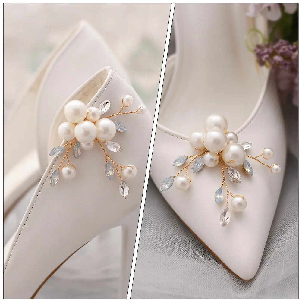 Shoe Buckle Flower Removable Shoes Buckles Bridal Exquisite Flowers Heels High Heeled Bride Decors Wedding Banquet Pearl