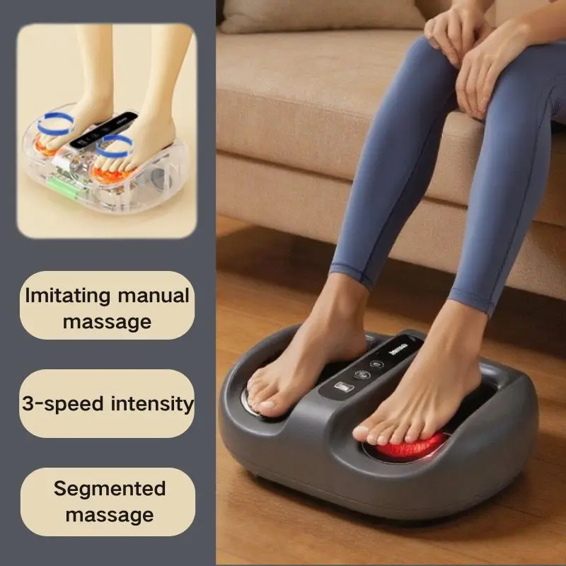 

Mini finger press foot massager with hot compress, deep kneading, pressure massage, and vibration functions, suitable as a Chris