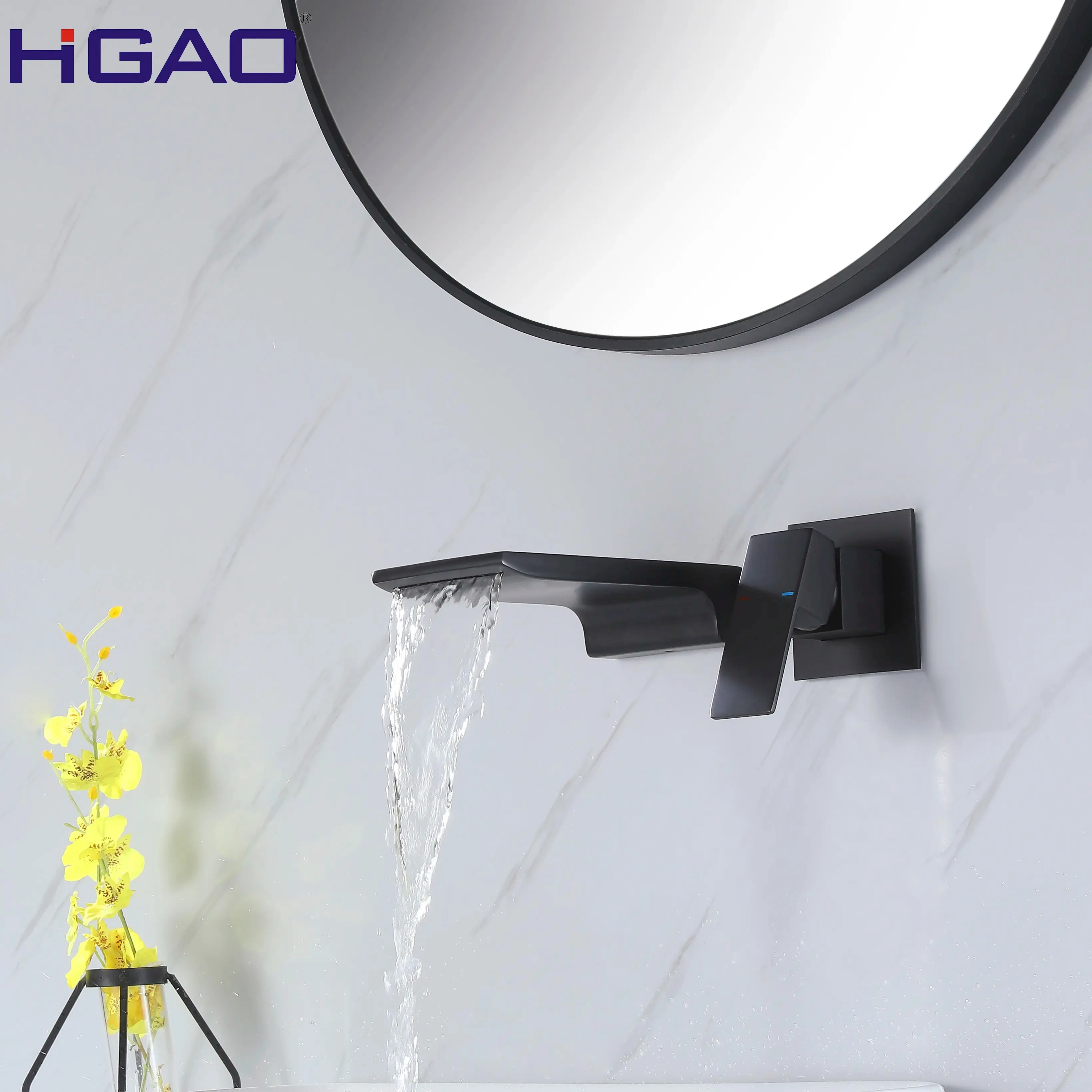 

Modern chrome single handle wall mounted bathroom sink faucet, brass ceramic faucet can be used in home hotels