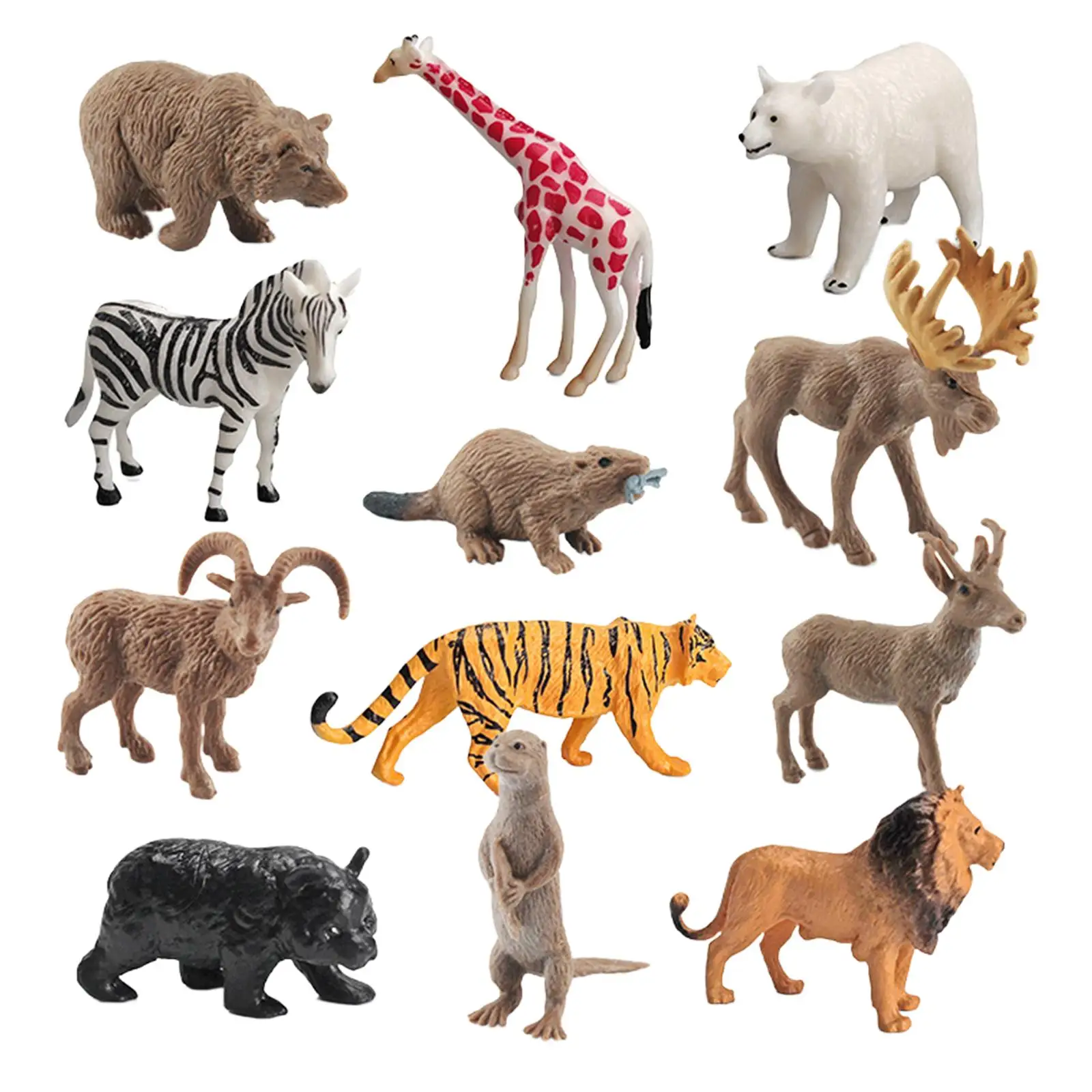 12 Pieces Wildlife Animals Figurines Animals Figures Model Realistic for