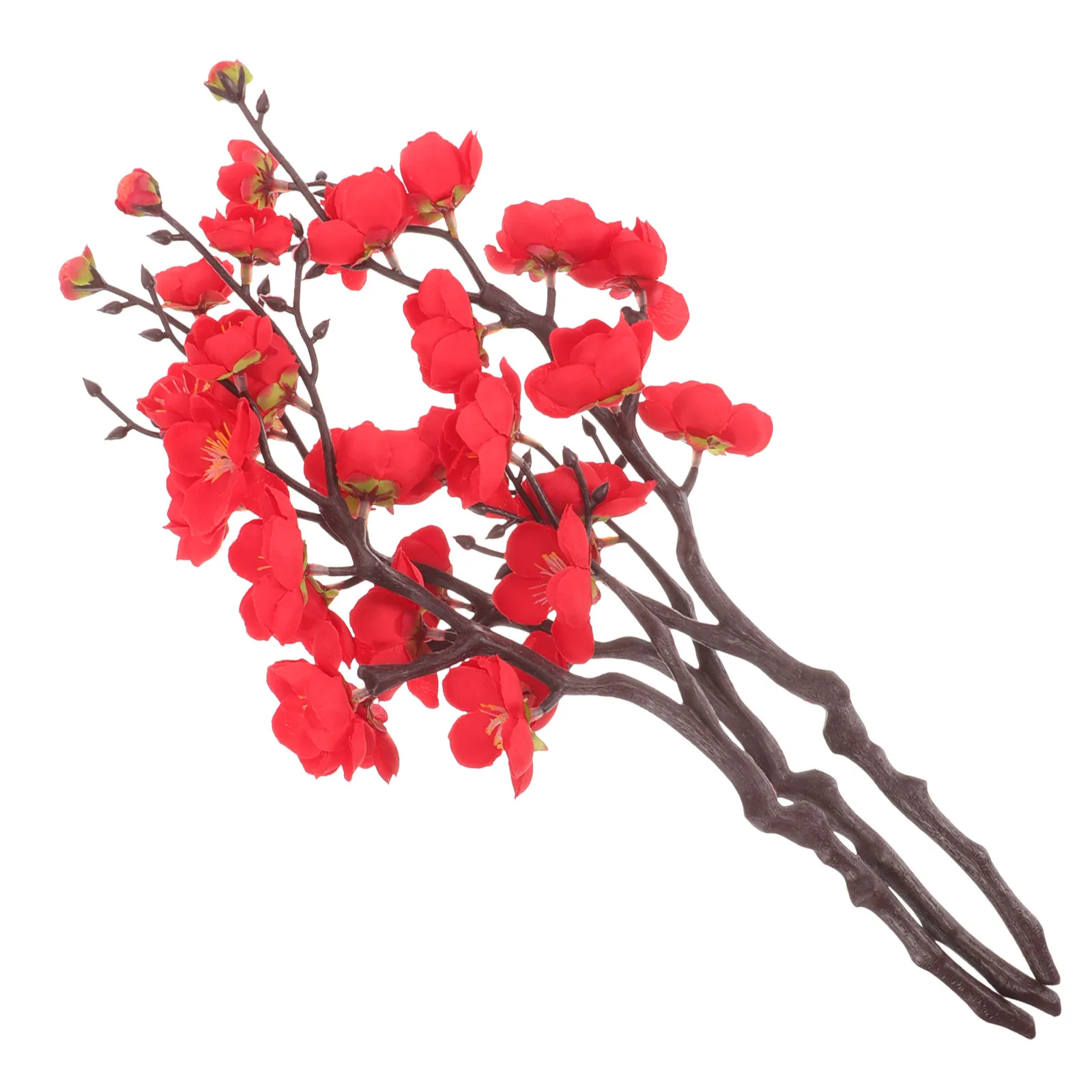 

3pcs Artificial Plum Blossom Branches Fake Silk Flowers Tall Vase Decoration Faux Floral Stems Pink Home Party Wedding Craft