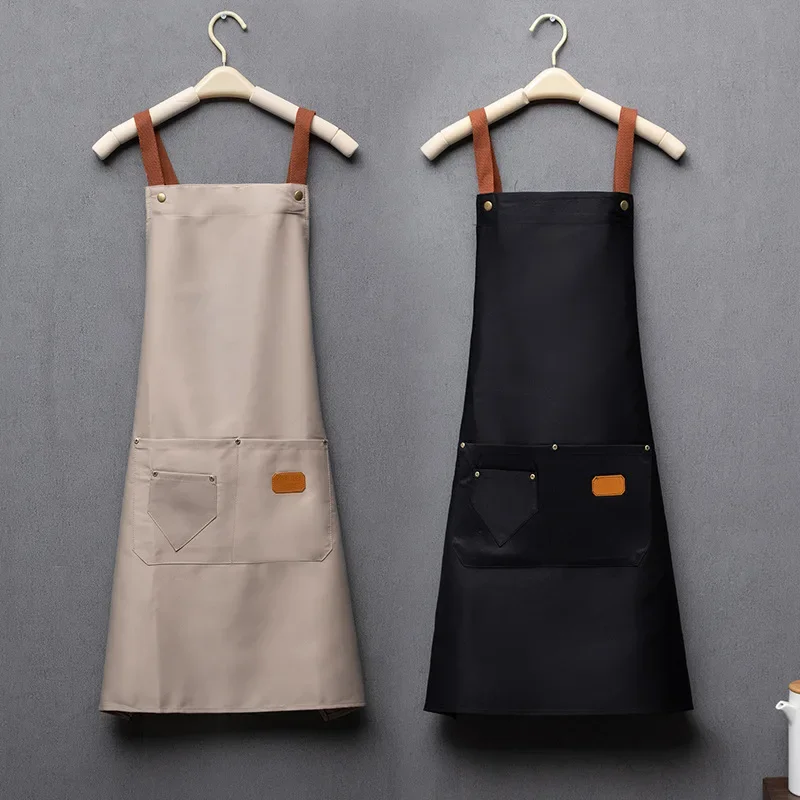 Fashion Kitchen Waterproof Aprons for Woman Men Chef Work Apron for Grill Restaurant Bar Shop Cafes Beauty Nails Studios Uniform