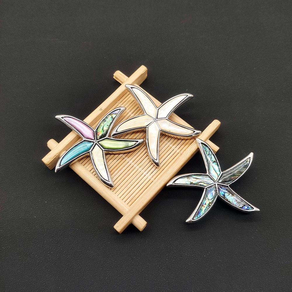 Natural Mother of Pearl Shell Starfish Brooches Pins Jewelry Abalone Shells Brooch for Women Girl Wedding Banquet Party Gifts