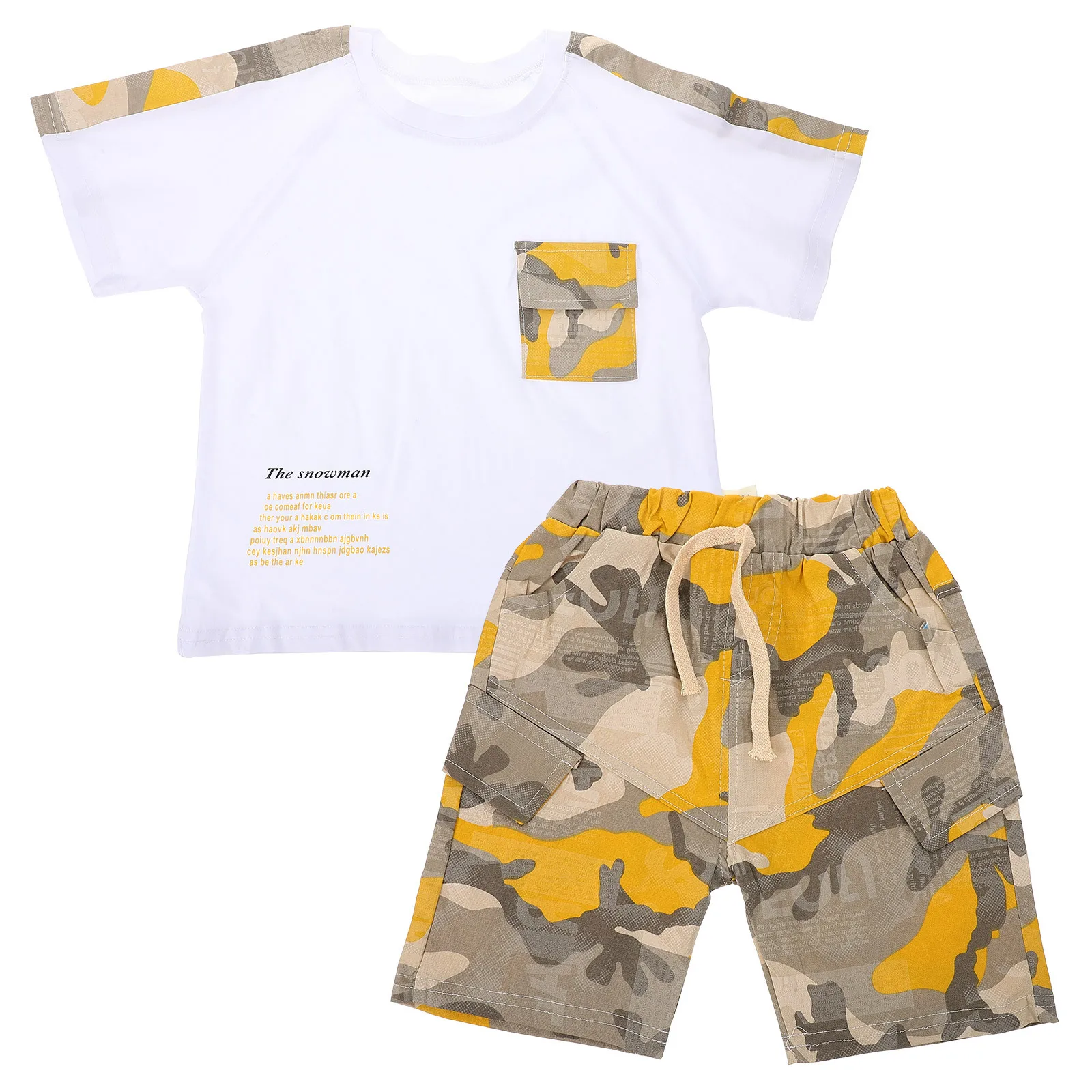 

1 set 1 Set Short Sleeve T-Shirt Pants Baby Boy Summer Outfits 80 Camouflage Clothes For Toddler Boy Outdoor Play Lightweight