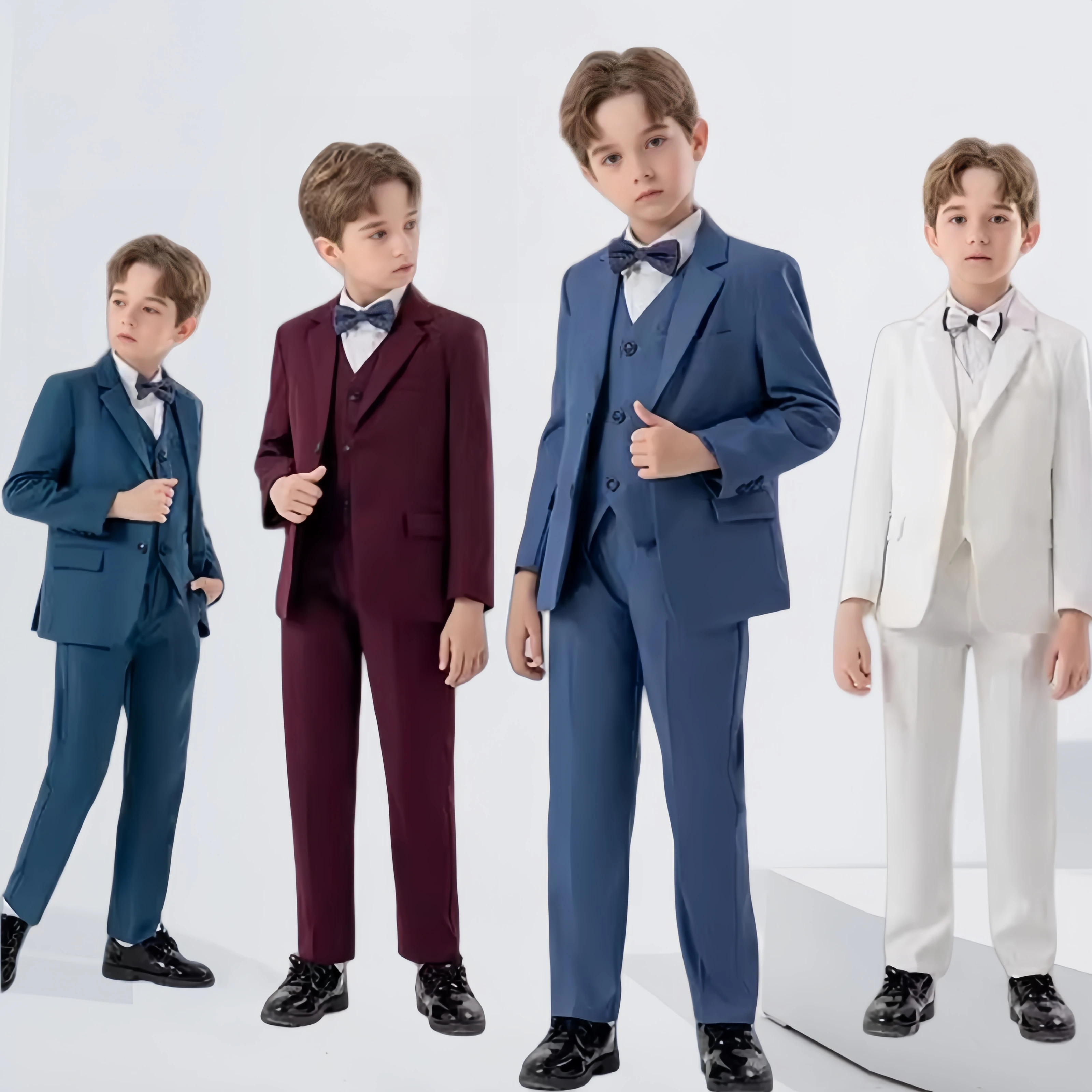 

Детский костюм для мальчиков: приталенный пиджак, жилет, брюки, галстук-бабочка – для свадьбы, дня рождения, выступления на фортепиано