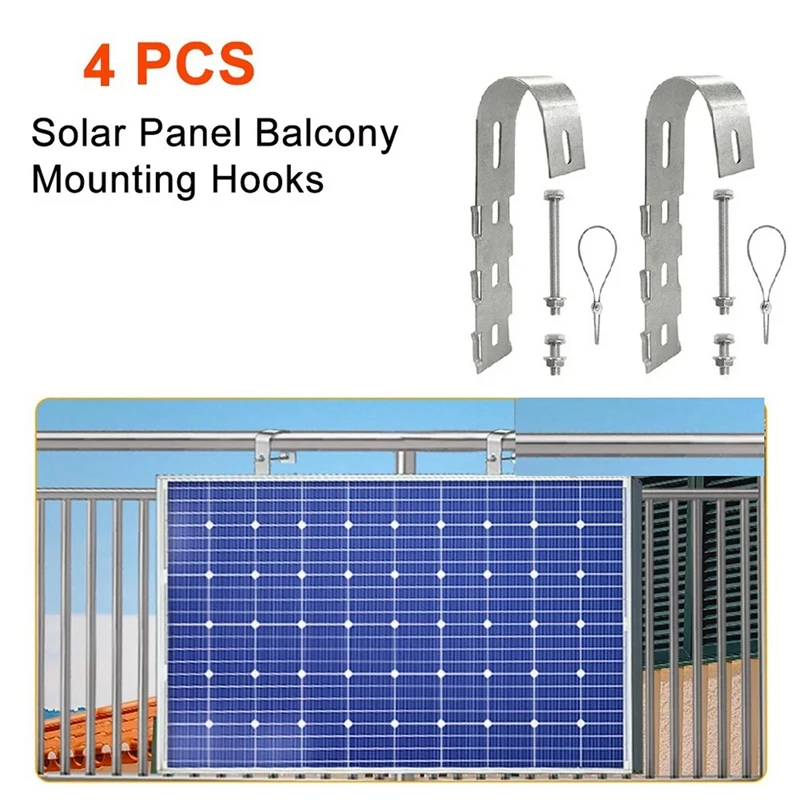 

Solar Panel Balcony Hook 304 Stainless Steel Photovoltaic Panel Mounting Bracket Balcony Fence Solar Module Bracket Easy To Use