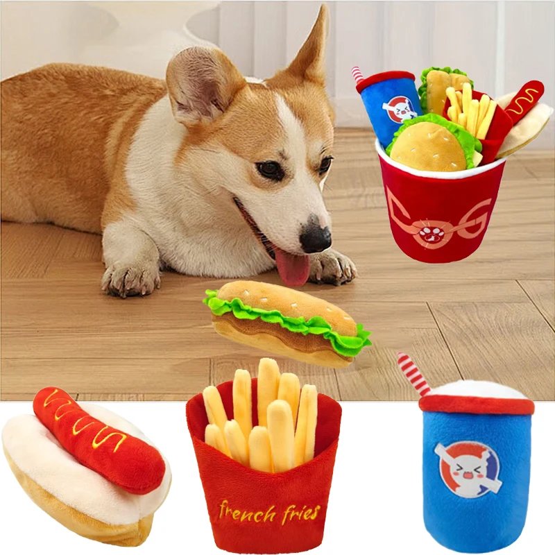 

YXT dog toy Fries+Hamburger+Coke combo pet plush toy
