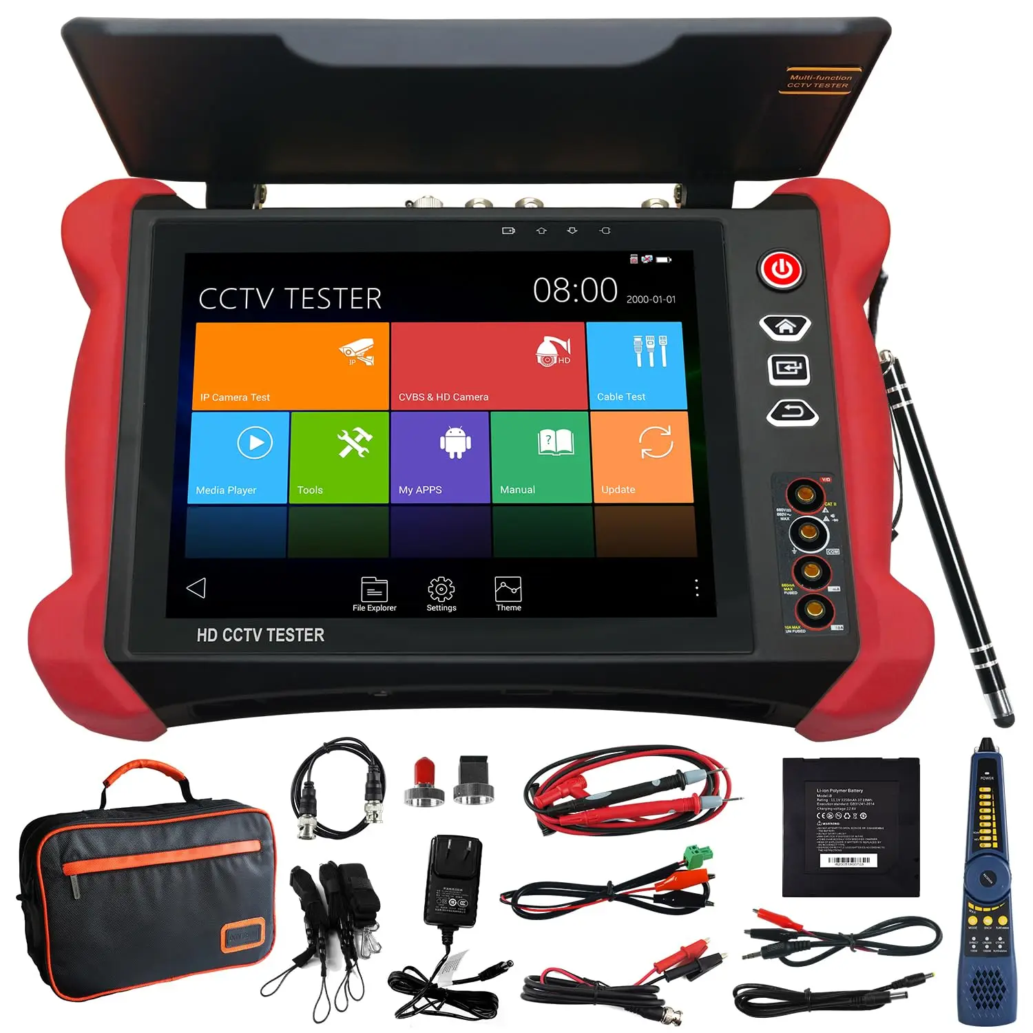 8K CCTV IPC Tester with 90W Power Output PoE Camera Test 8MP SDI TVI CVI AHD Test TDR Cable Test DMM OPM VFL WiFi Network Tools