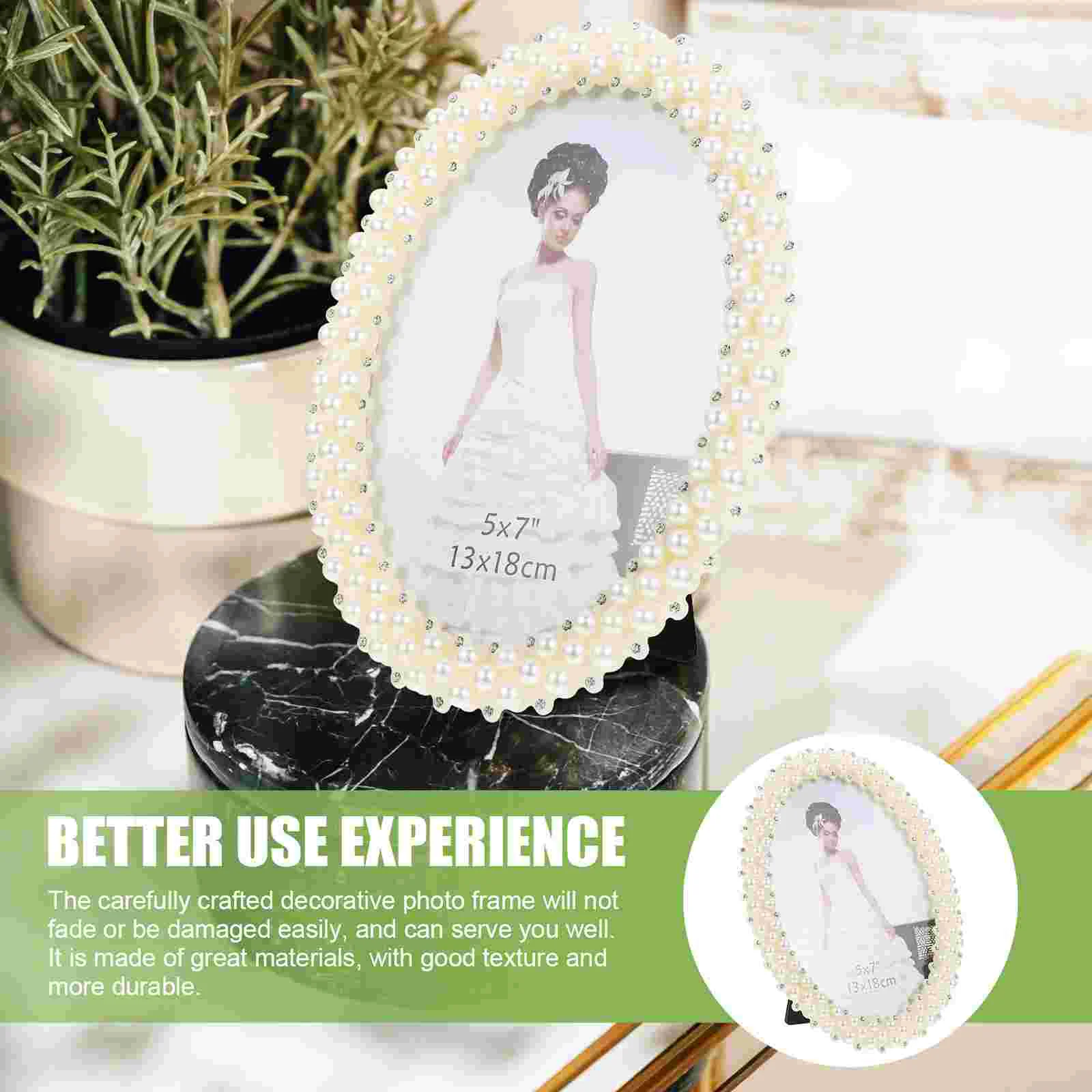 Photo Frame Wedding Vintage Oval Style Picture Holder Exquisite Display Desktop Decorative Stand