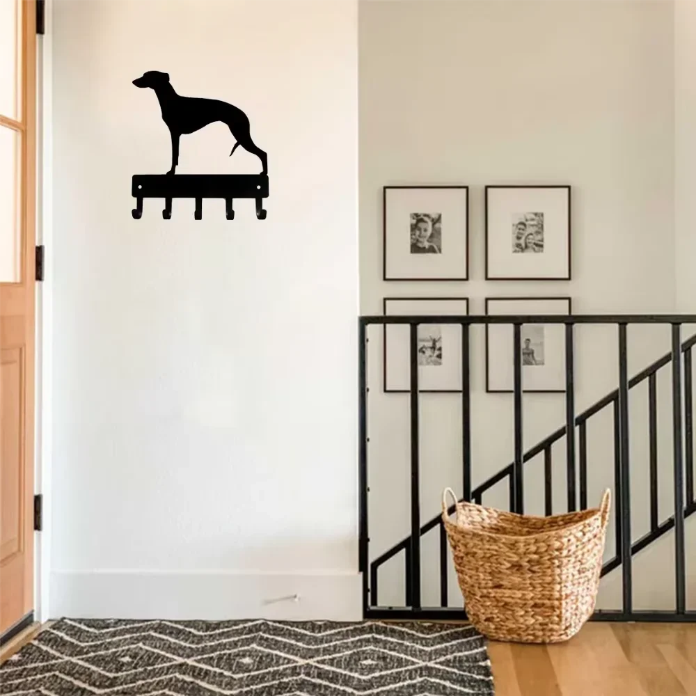 Schlüsselhakenhalter für Whippet-Hunde – sechs Zoll große Metallwandkunst. Wandbehang montierte Haken Art.-Nr. Whippet-Schlüsselhaken, sechs Zoll, mit Metall montiert