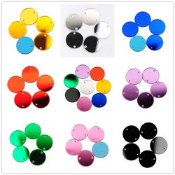 YANRUO 30pcs 12mm 20mm Round Acrylic Mirror Crystal Sewing Flatback Crystals For DIY Needlework Applique Leotard Dress