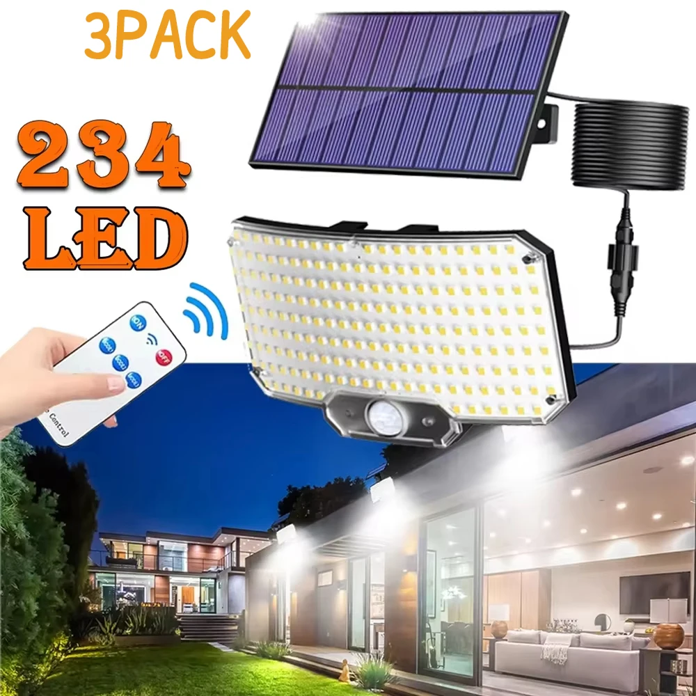 

234 LED Solar Light with 3 Modes Motion Sensor Outdoor Solar Lamp Security Light for Outside Yard Garden Fence Pathway Wall Lamp