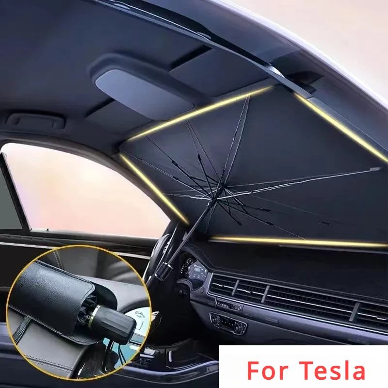 

For Tesla Model 3 Highland 2024 Car Windshield Sun Shade Umbrella Foldable Car Sunshade Front Window Cover Summer Sun Protection