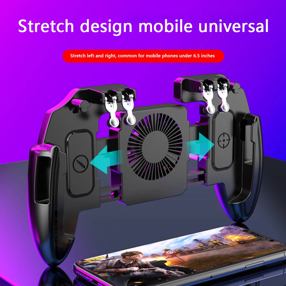 For PUBG Mobile Joystick Controller L1R1 Trigger Gamepad for iOS Android Six 6 Finger Call of Duty Mobile Gamepad Cooling Fan