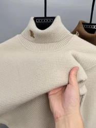 Luxury brand embroidered high neck sweater men's autumn and winter new trend personalized Korean version casual knitted pullover
