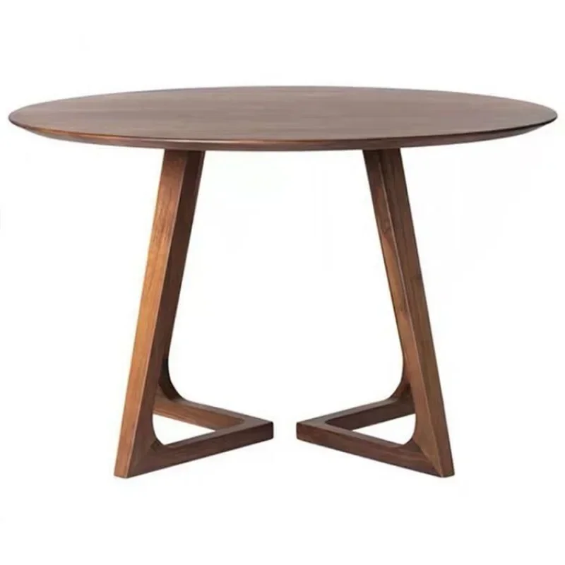 

Nordic solid wood light luxury round table simple and modern small apartment dining table