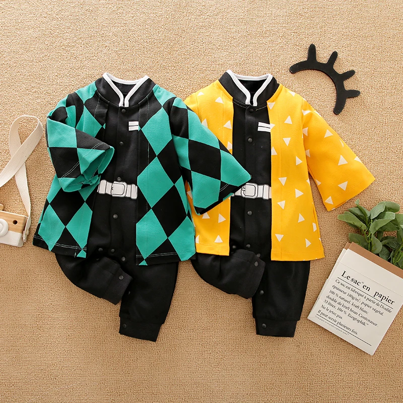 

Newborn baby green yellow grid cos cartoon character jumpsuit Adorable Cute Stylish Chic Colorful Soft Comfortable Cozy Breathab