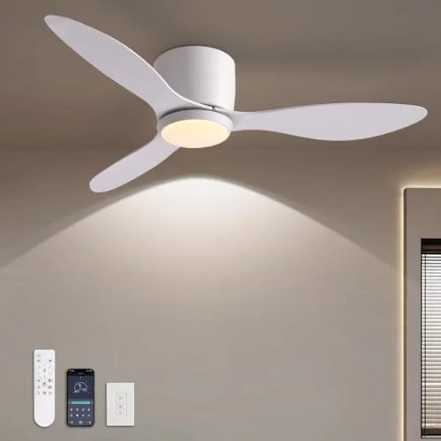 

Ceiling Fans with Lights Low Profile Ceiling Fan with Wall Control and Remote Control Dimmable Flush Mount Ceilg Fan with Noise