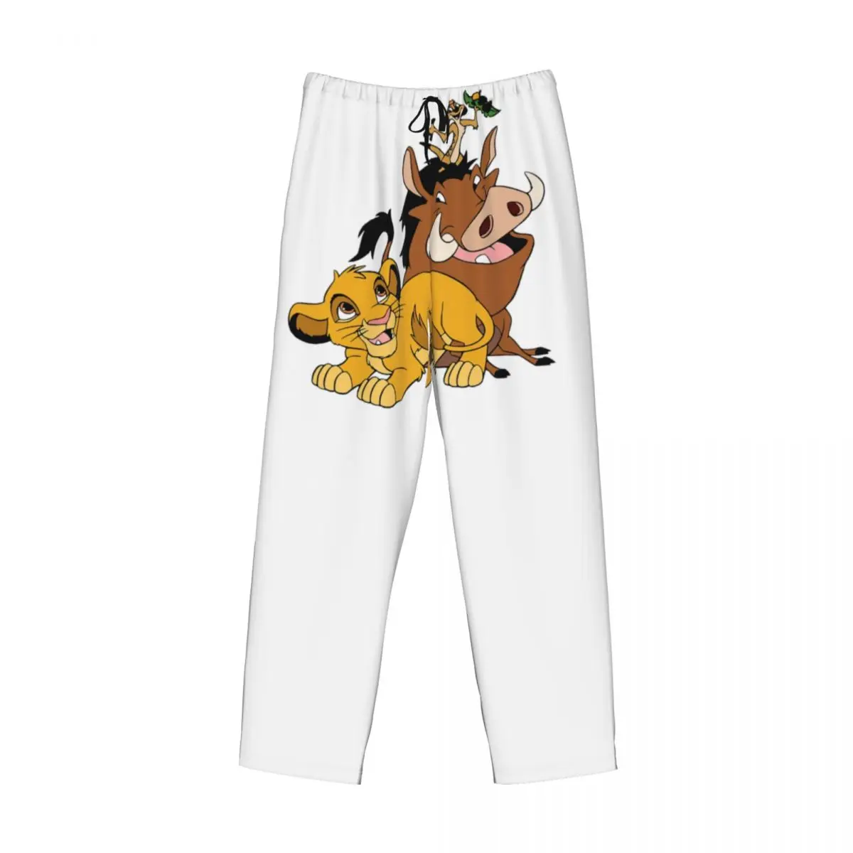 Pantalones de pijama personalizados Timon y Pumba, ropa de dormir para hombres, cintura elástica, pantalones de salón para dormir del Rey León con bolsillos