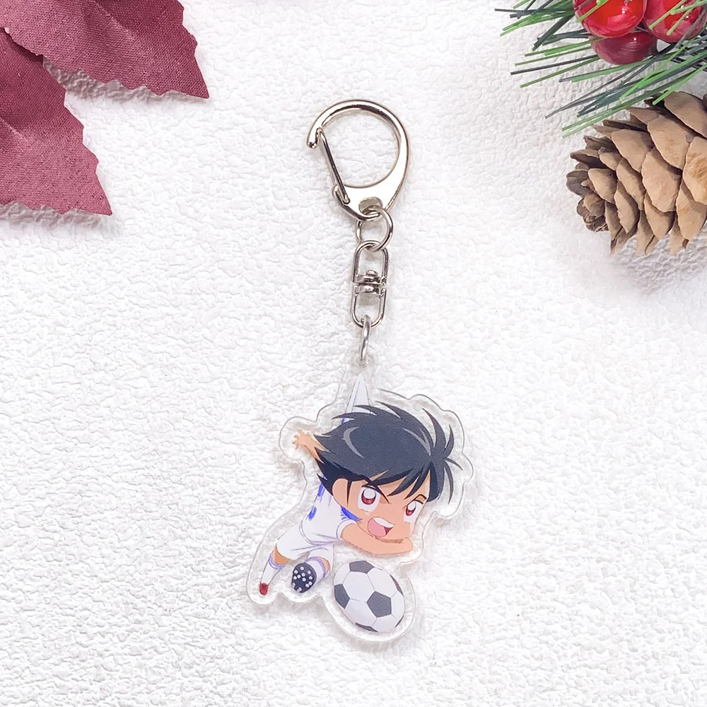 1/5Pcs Anime Figures Captain Tsubasa Car Keychain Accessories Acrylic Cute Charms Pendant For Bag Key Holder Backpack Decoration