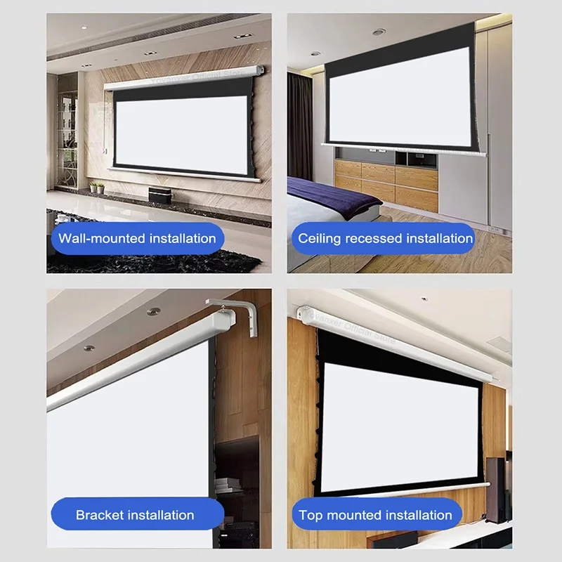 จอโปรเจคเตอร์แบบมอเตอร์ไฟฟ้า ขนาด 60-150 นิ้ว คุณภาพสูง สำหรับโปรเจคเตอร์ทุกประเภท รองรับ 4K 3D