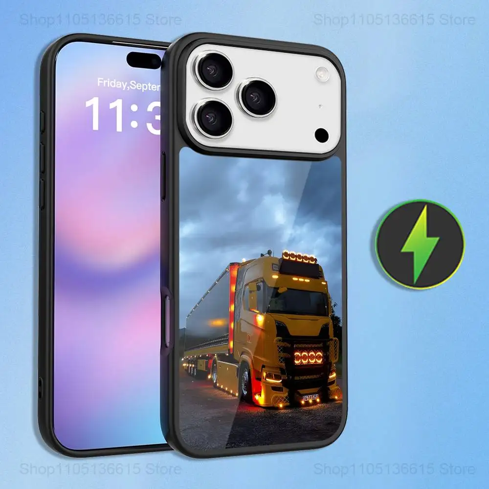 멋진 대형 트럭 아트 케이스 아이폰 16,15,17,14,13,12,11,프로,맥스,플러스,미니,맥세이프,마그네틱 무선 충전 케이스