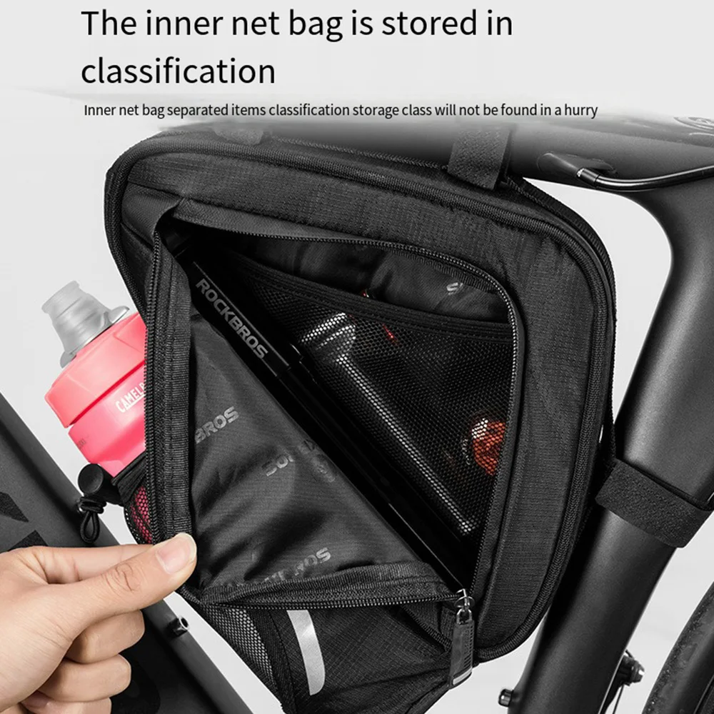 Triangle Kettle Bag Waterproof Nylon Addle Bag Front Beam Bag Mobile Phone Bag Mountain Road Bike Riding Bicycle Accessories ﻿