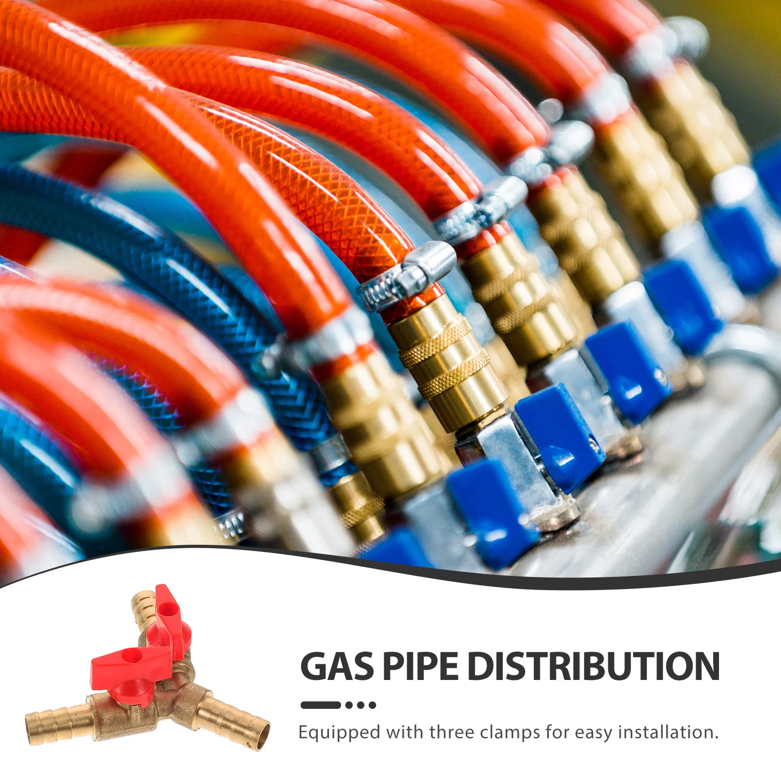 Y Shape Three-Way Valve Copper 10Mm Gas Pipe Distribution Switch Shut Off Hose Barb Clamp Tee Professional Use