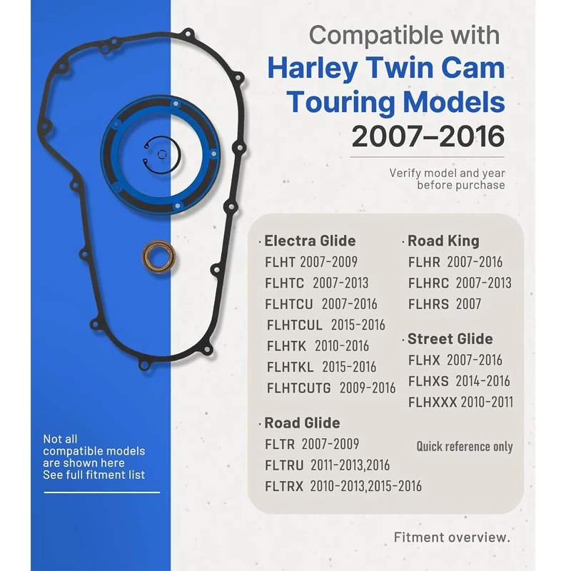 5 Pcs/Set Primary Cover Gasket Kit 34901-07 Compatible with Harley-Davidson Touring 2007-2016, Derby Cover Seal Set