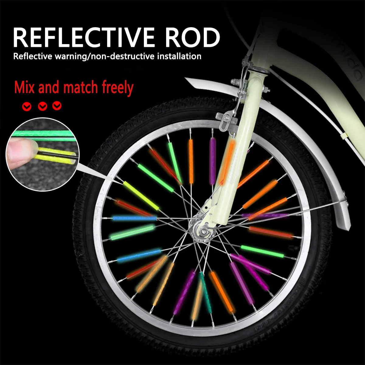 Keine Installation Nötig: Fahrrad-Speichen-Reflektoren, Warnreflektoren für Nachtfahrten, Reflektierende Aufkleber für Mountainbikes