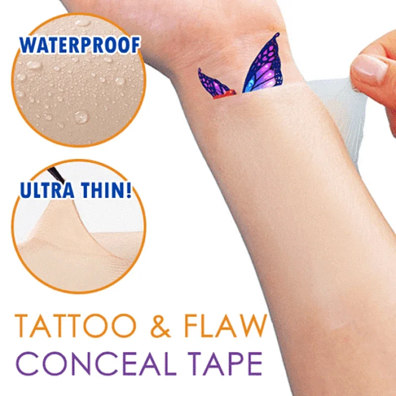 Unisex Ultra Thin Tattoo & Flaw Concealing Waterproof Tapes Stickers Long Lasting Scars Acne Cover Birthmarks Scars Bruises Acne