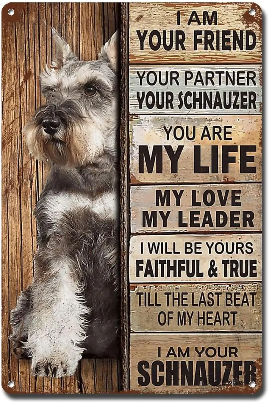 Metal Sign Tin Sign Vintage Wall Art I Am Your Friend Gift for Schnauzer Lovers Vintage Wall Art Prints Bar Signs for Home Bar f