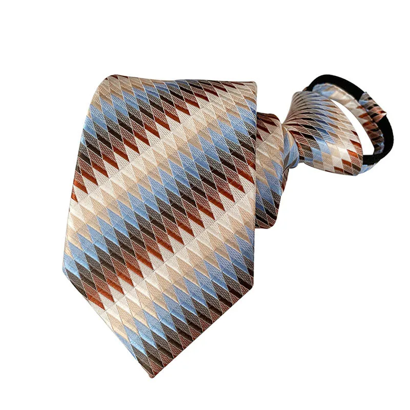 Vendita calda stile 8 cm cravatta con cerniera uomo sposo cravatta da sposa pigro pre-annodata cravatta con cerniera a righe per uomo donna all'ingrosso