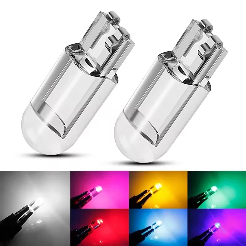 10-30 Stück W5W 194 T10 Glasgehäuse COB LED Autolampe 3000K 6000K Weiß Blau Rot Keilförmige Kennzeichenleuchte Innenraumbeleuchtung