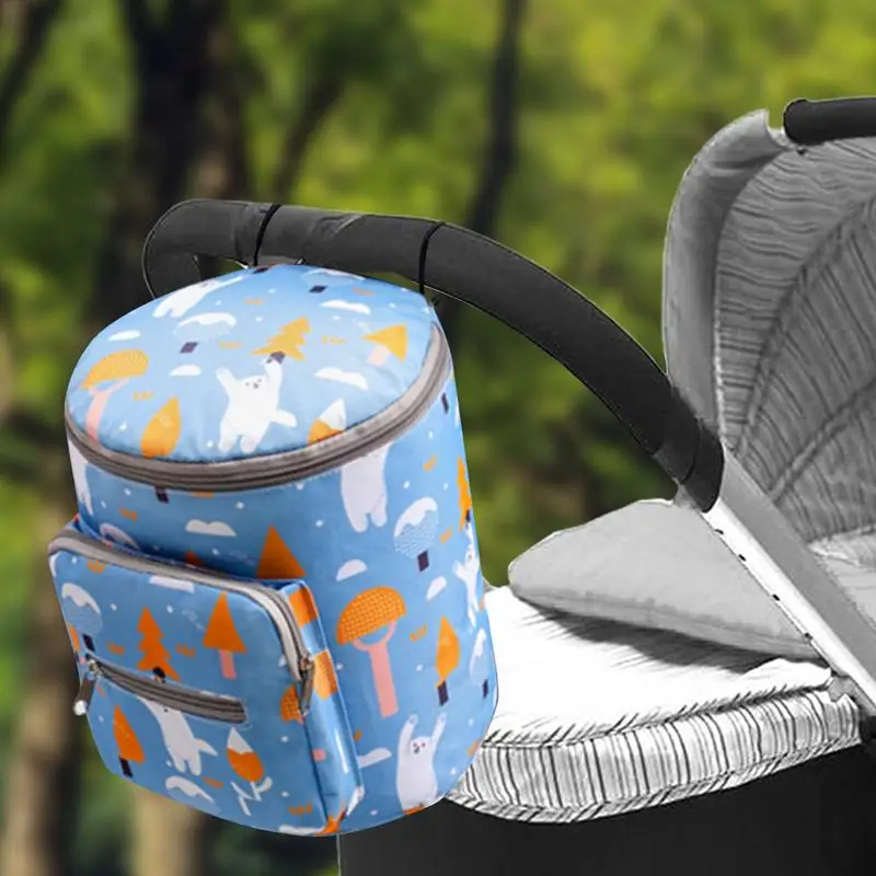 Stroller Diaper Caddy Organizer Stroller Caddy With Cup Holder Stroller Bag With Strap And Front Zippered Pocket For Phone