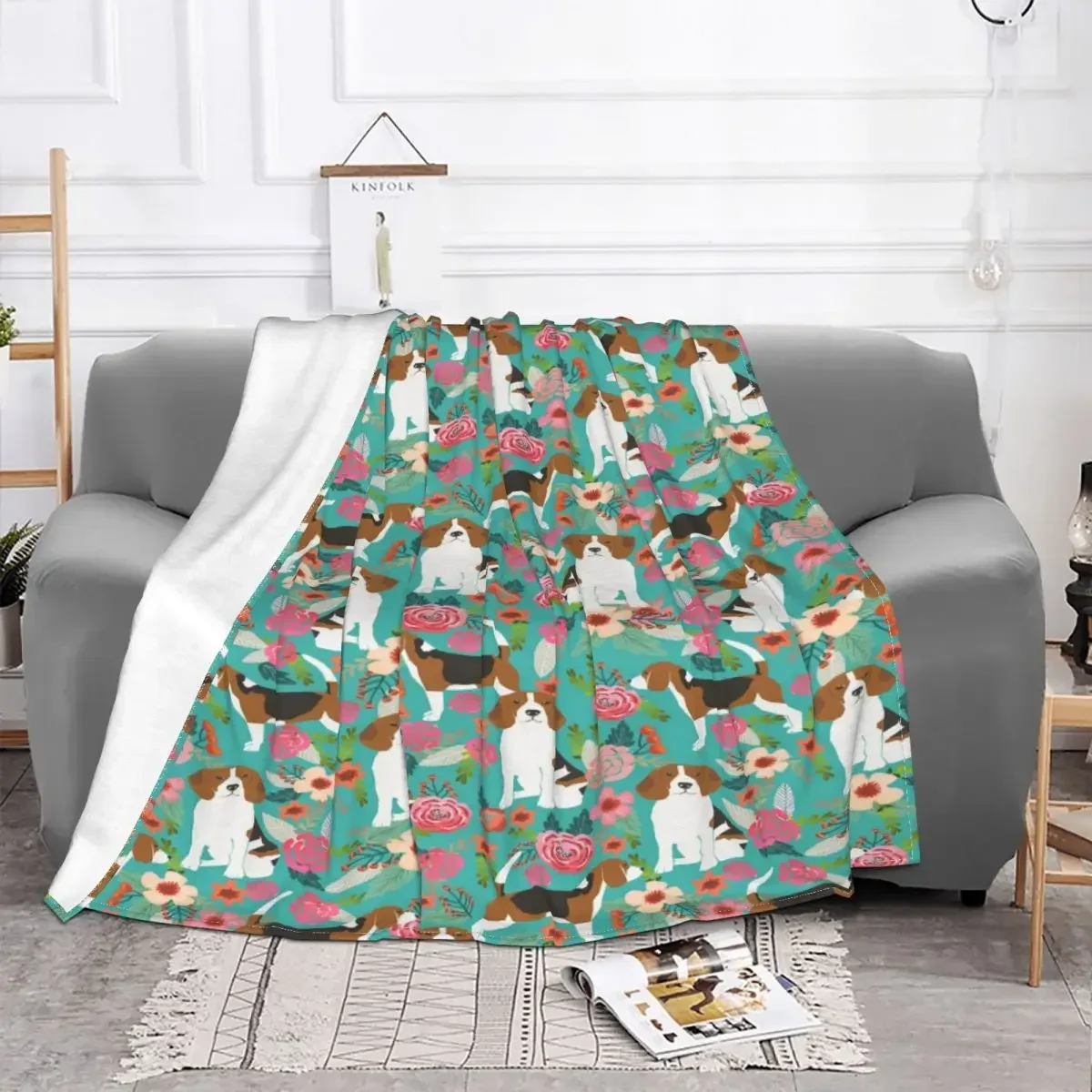 

Beagle Plaid Baby Blankets Flannel Collage Summer Cute Animal Pet Dog Portable Soft Throw for Sofa Bedroom Plush Thin Quilt
