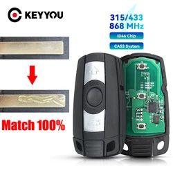 KEYYOU With Cutting Service Remote Key 315/ 433/ 868MHz For BMW CAS3 1/3/5/7 Series X5 X6 E60 E61 E70 E71 E87 E90 Z4 KR55WK491