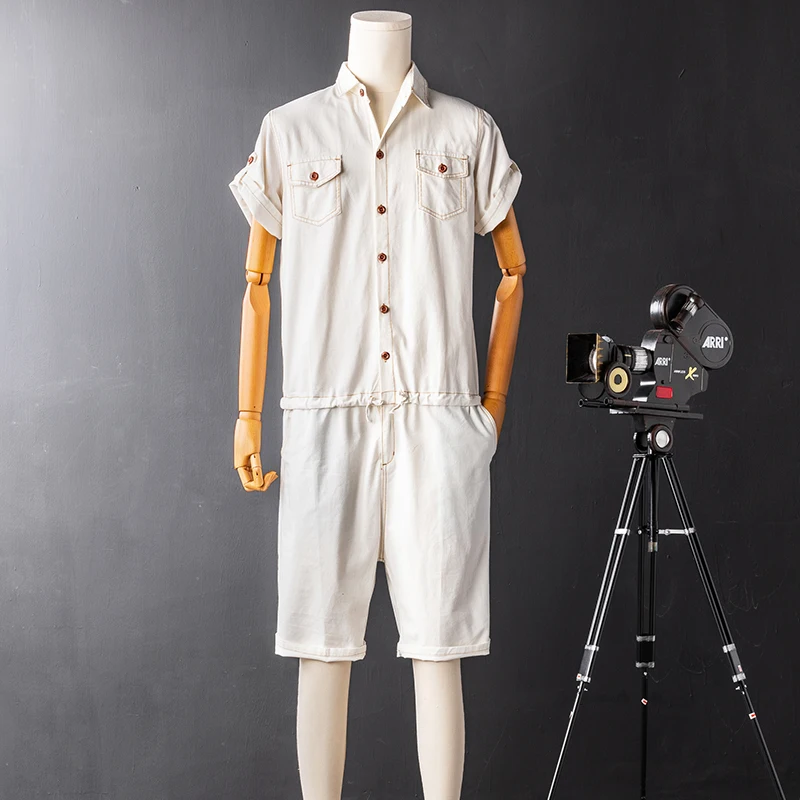 

Летний японский ретро хлопковый льняной костюм ort Sve, мужская рабочая одежда, цельный костюм с принтом собаки, повседневная спортивная одежда