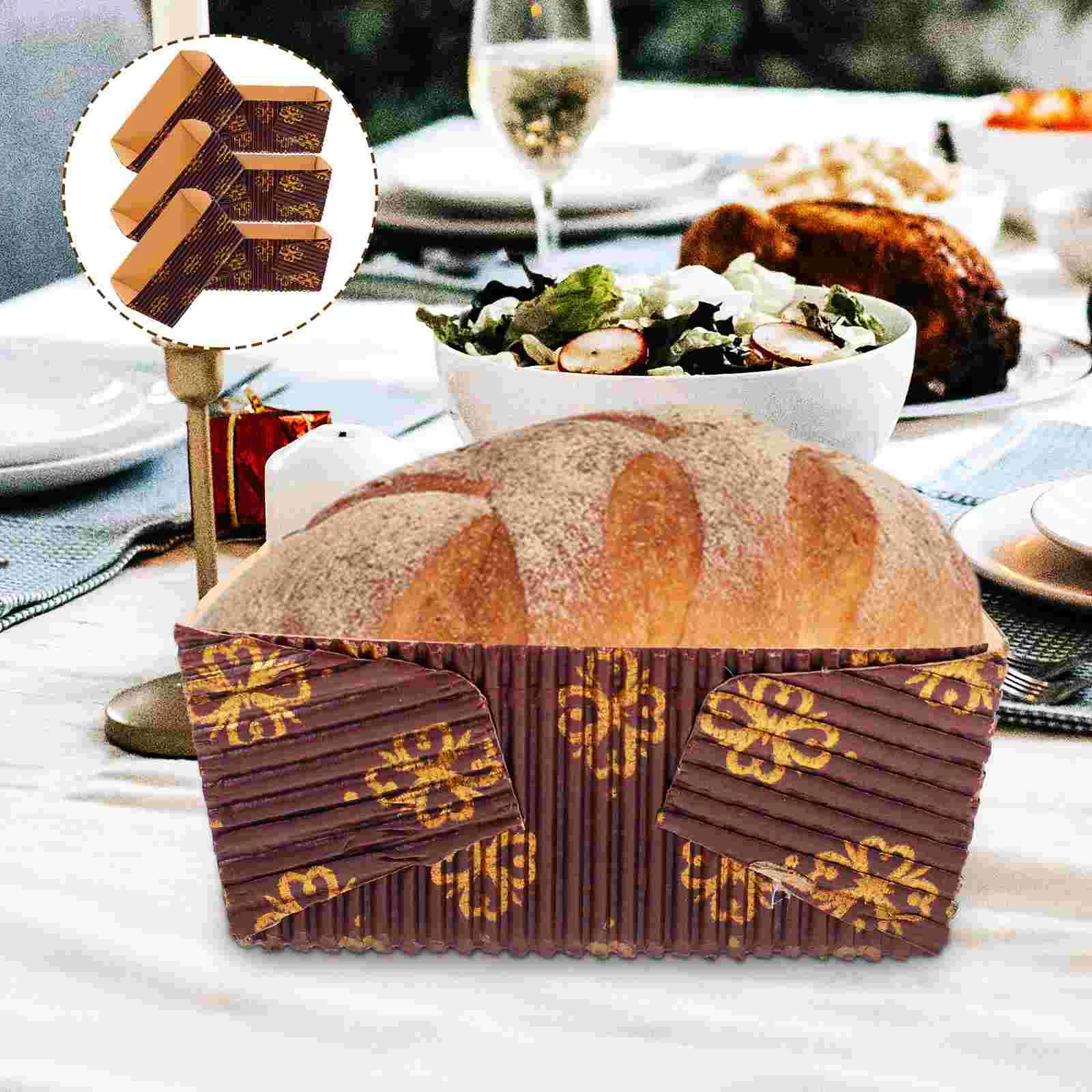 

25 Pcs Corrugated Cake Tray Rectangular Loaf Pans Baking Paper Kraft High Temperature Endurance Cups Bread Mousse