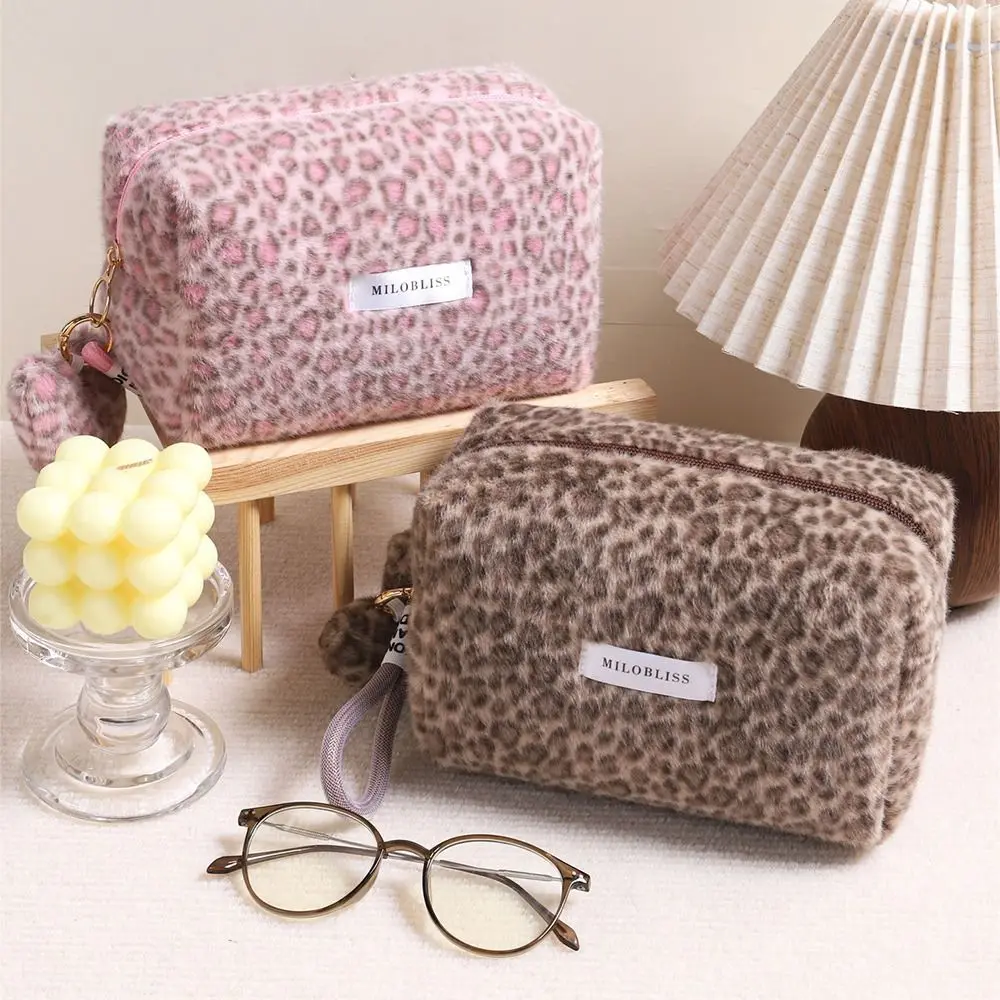 حقيبة مكياج عملية غامضة بطبعة الفهد، حقيبة مستحضرات تجميل ذات سعة كبيرة، منظم أدوات الزينة الناعم المحمول، تخزين مستحضرات التجميل